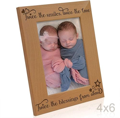 Miniatura 9 de KATE POSH - Dos veces las sonrisas, dos veces el amor, dos veces las bendiciones de arriba - Marco de fotos grabado de madera natural - Marco