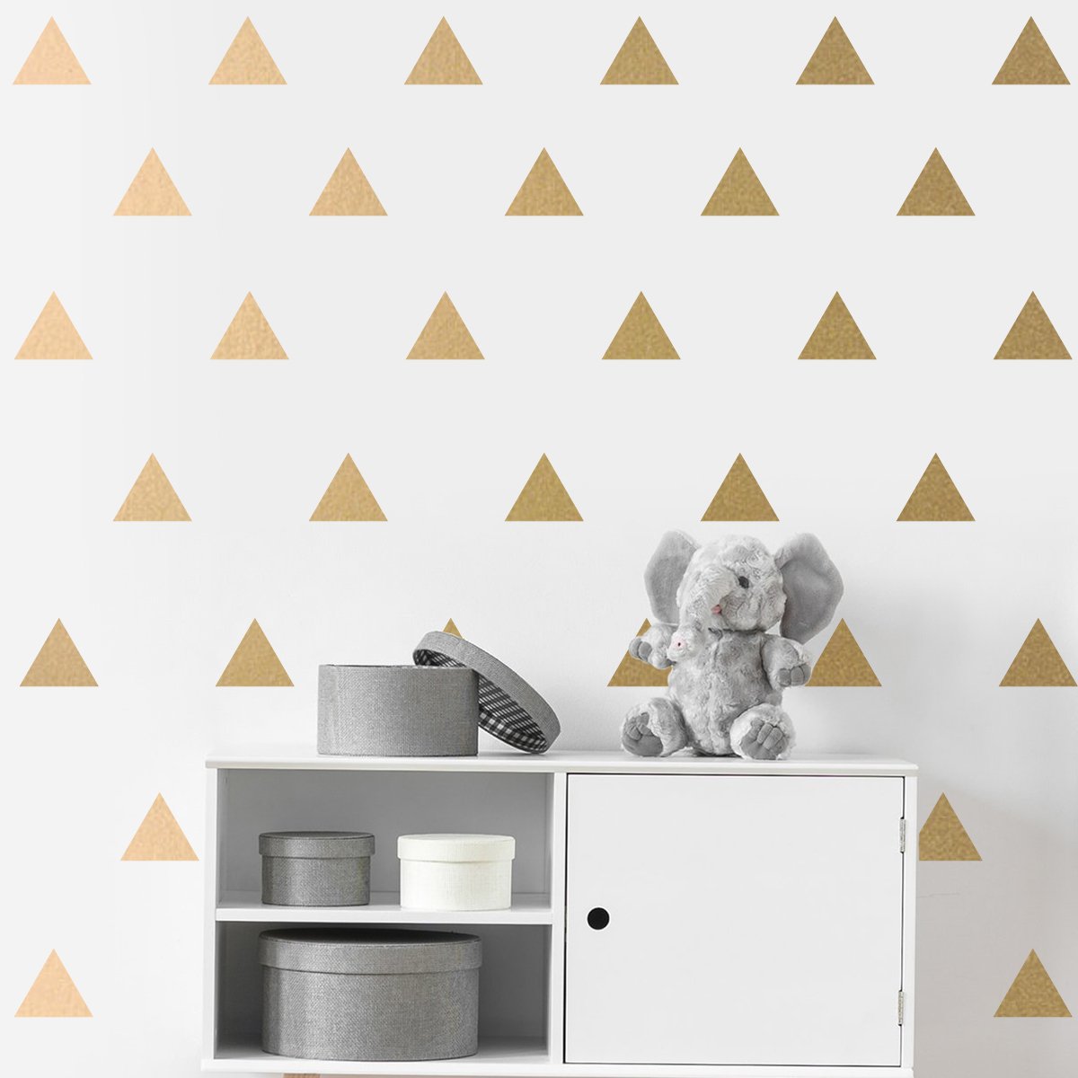 Pencilmatic Gold Metallic 60 Triangle Wall Art Sticker Set, Geometric Pattern Room Decor, Removable Vinyl Decal, (5Cm)