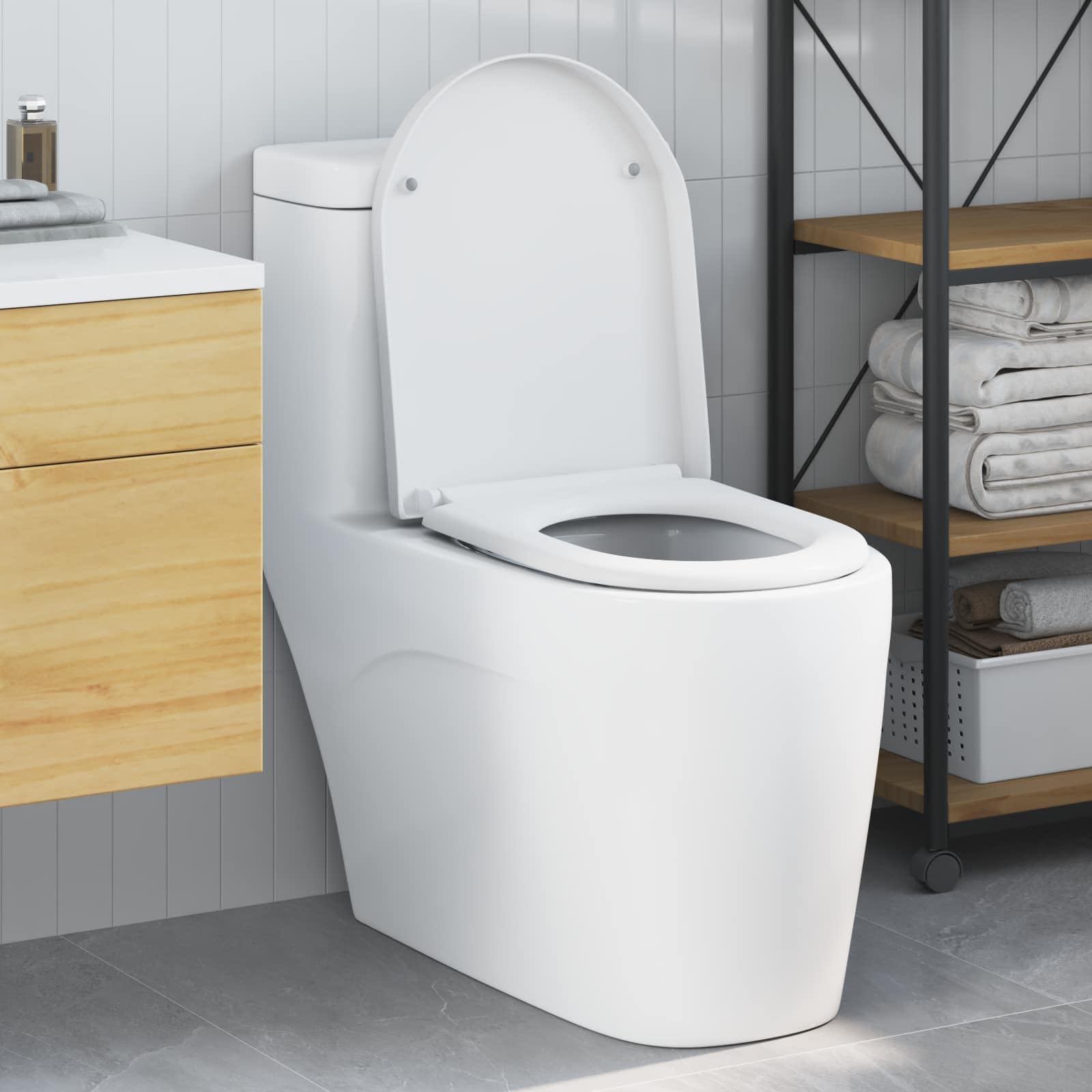 Asiento de inodoro blanco de Duroplast, 49 x 36 x 4 cm, para inodoro, gafas con bisagra, fijación para montaje, artículos sanitarios y baño