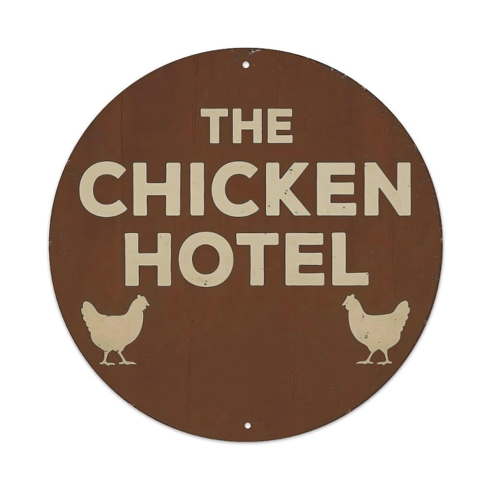 Chicken Hotel Sign Pattern Print Metal Tin Sign