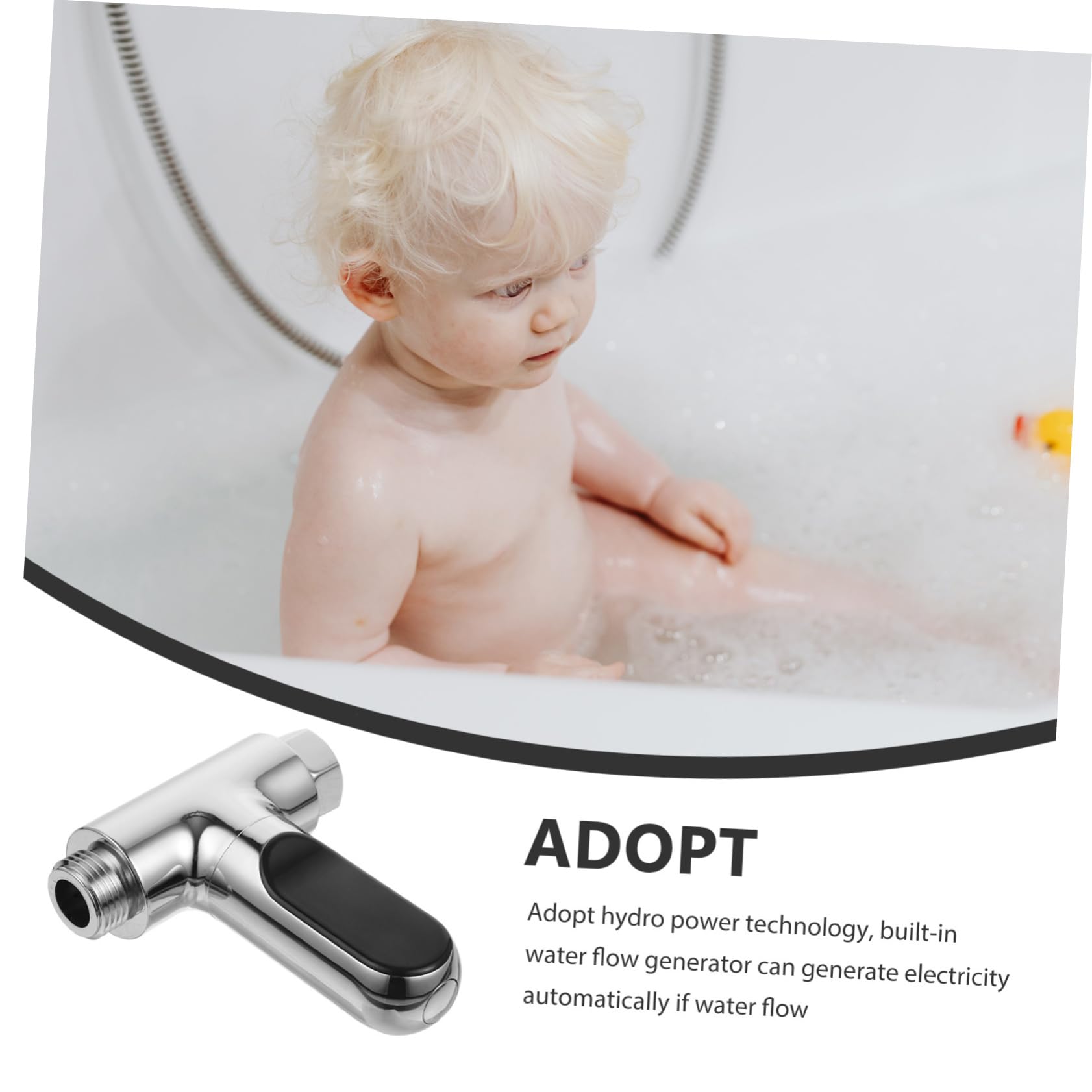 Termometro Acqua Digitale LED per Doccia a 12 Lati Argento | Rotazione Schermo 360°, Generatore di Flusso Integrato, Filettatura Standard 1/2 Pollice