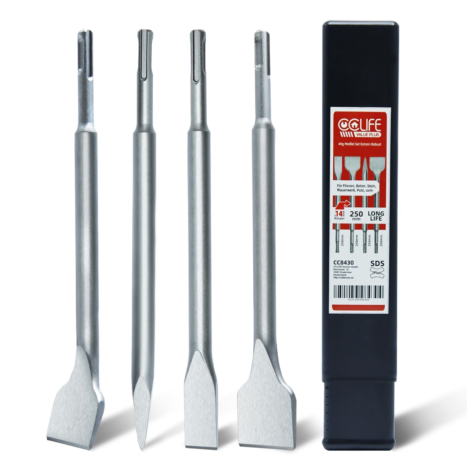 CCLIFE Scalpello SDS plus, Scalpelli per Piastrelle Scalpelli per Rimuovere di Calcestruzzo Muratura, Scalpello a Spatola per Trapano a Percussione