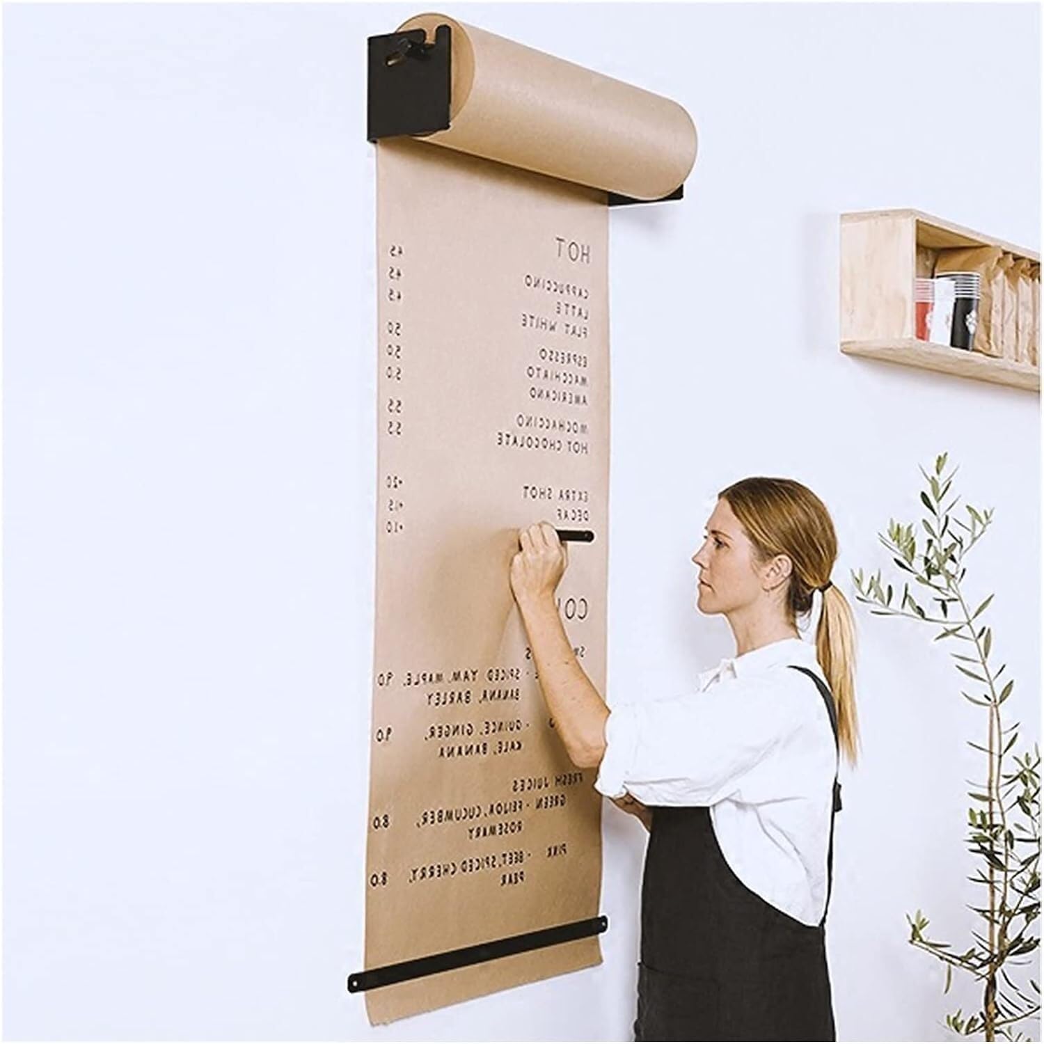 Coupeur de papier kraft mural en acier 37cm avec rouleau de 50 mètres robuste