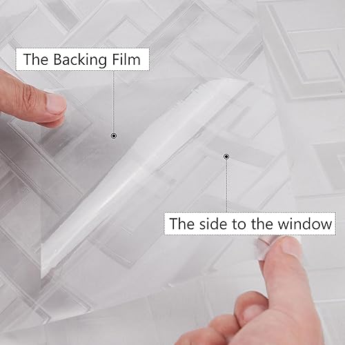 Miniatura 7 de Kromapolis Películas de privacidad para ventana, película de privacidad esmerilada 3D, cubierta de vidrio decorativa, no adhesiva, bloqueo UV,