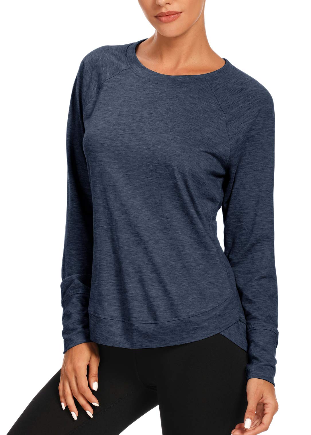 Womens Long Sleeve Workout Shirts Yoga Sports Running Shirt Gym Top