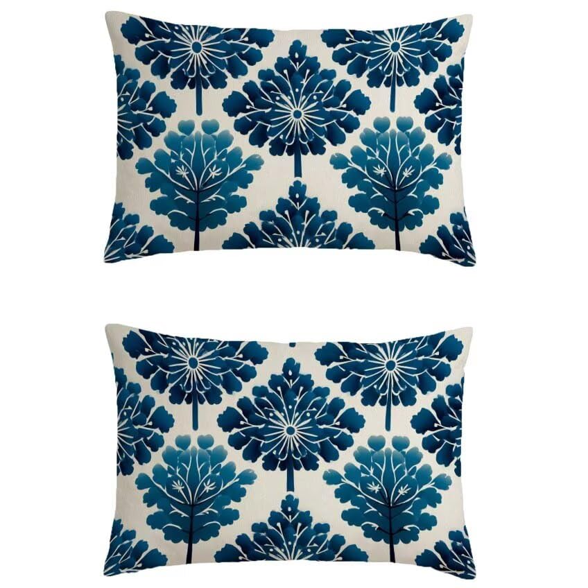Housse coussin exterieur bleu marine 60x80cm lin impermeable decoration maison l-m283