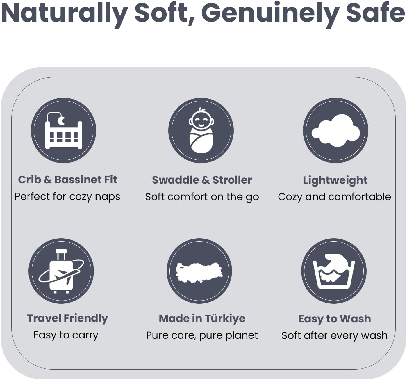 Nora 100% Organic Cotton Baby Blanket 30 x 40 in Grey Blue, GOTS Certified, Soft and Breathable, Ideal for Newborns and Infants