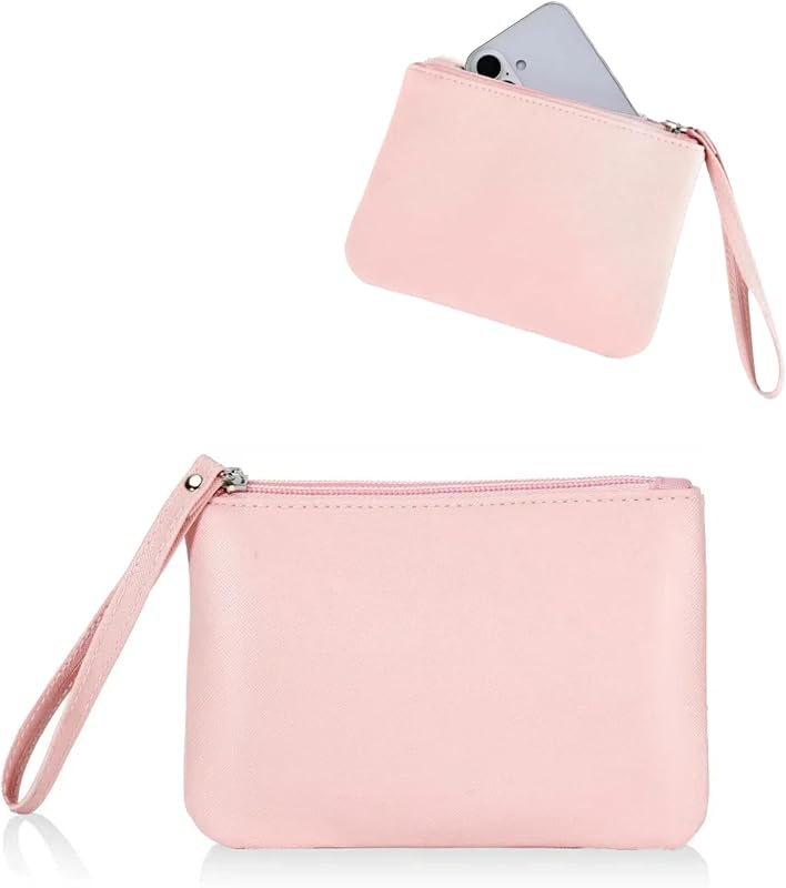 Necessaire de maquiagem SeBUCUOO em couro rosa com zíper e alça, 20,98 x 13 x 1,27 cm, 1 unidade