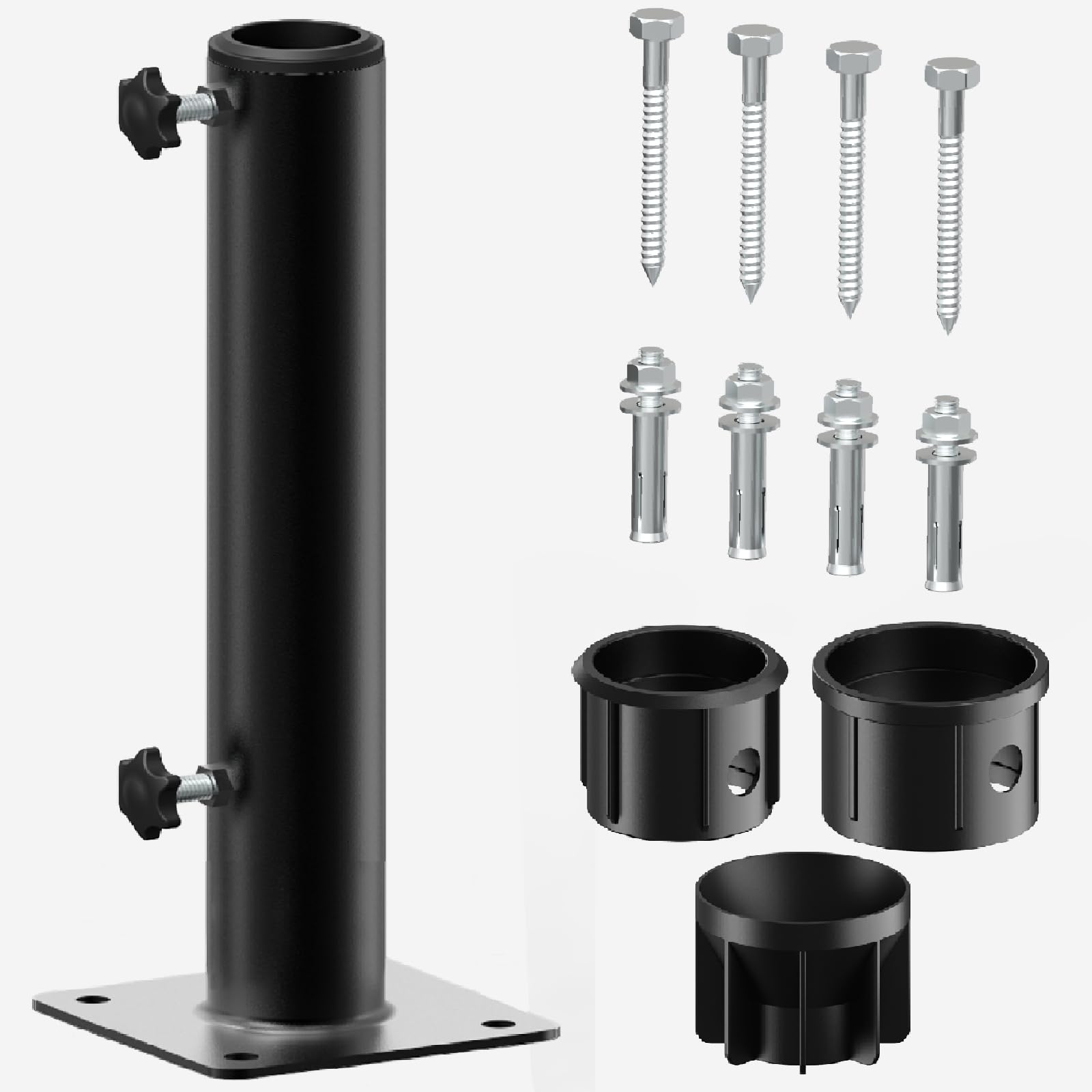 Zaquak Deck Mount Umbrella Holder,Adjustable Diameter Outdoor Umbrella Base Stand for Decks,Docks,Pontoons,Patios(Black)