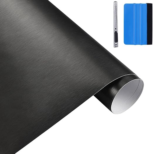 NewL 50 cm x 150 cm Black Brushed Stainless Steel Metallic Vinyl Film