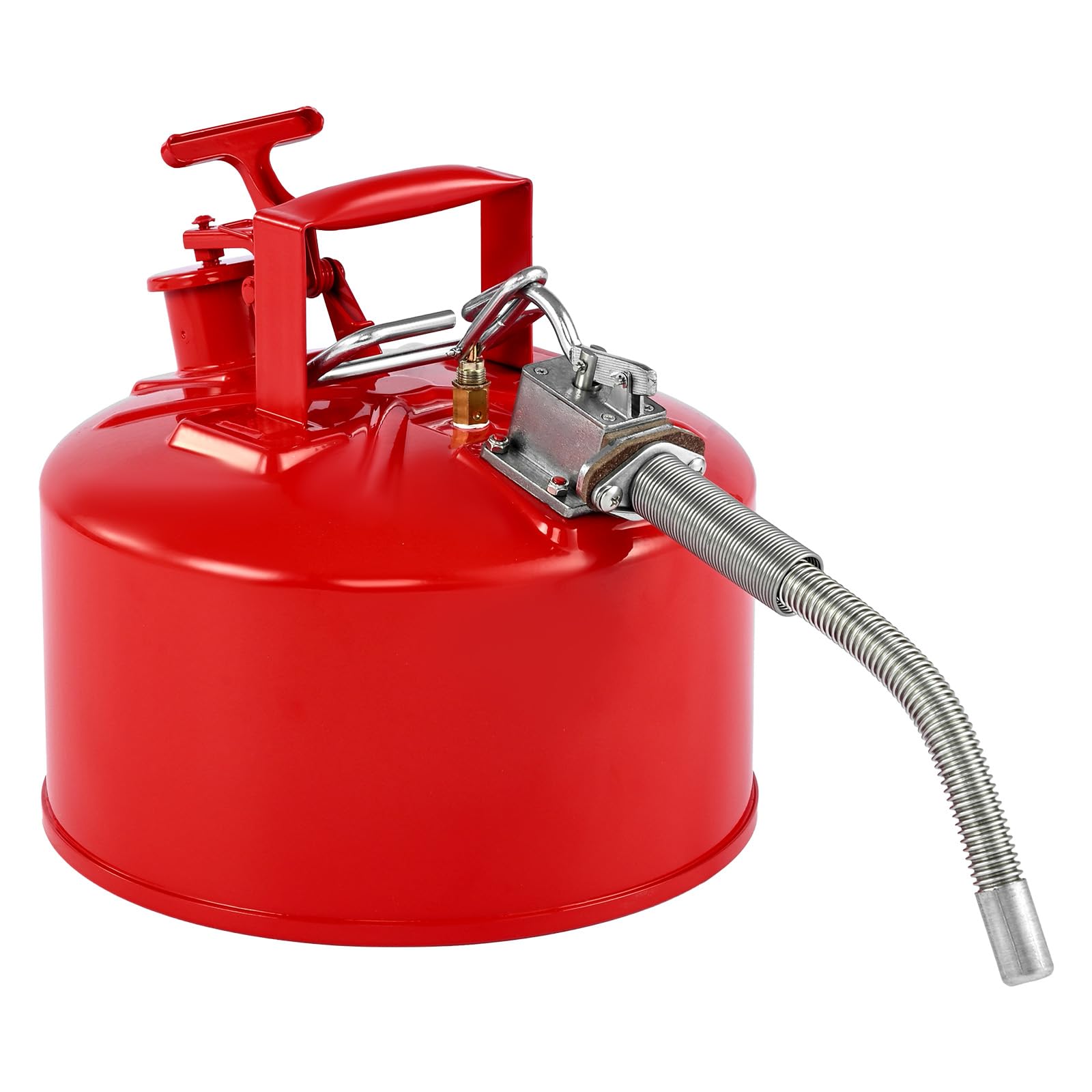 VEVOR Sicherheitskanister, 9,5 L, Typ II, Sicherheitsbehälter mit Flammensperre, selbstschließendem Deckel und flexiblem Metallausguss, Lagerbehälter zur Aufbewahrung für brennbare Stoffe, Rot