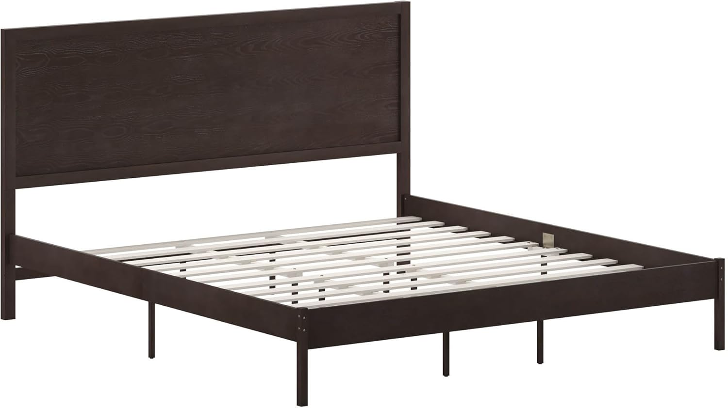 Flash Furniture Asher Solid Wood Platform Bed with Wooden Slats and Headboard, No Box Spring Needed, King Size, Dark Brown Dark Brown King