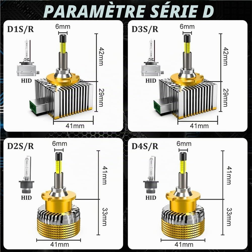 D1S D3S phare LED 360 LED HID D2S D4S D8S Canbus D1R D2R D3R D4R ampoules au xénon Turbo lampe de voiture moto lumière Plug & Play(1 piece D3S D3R)