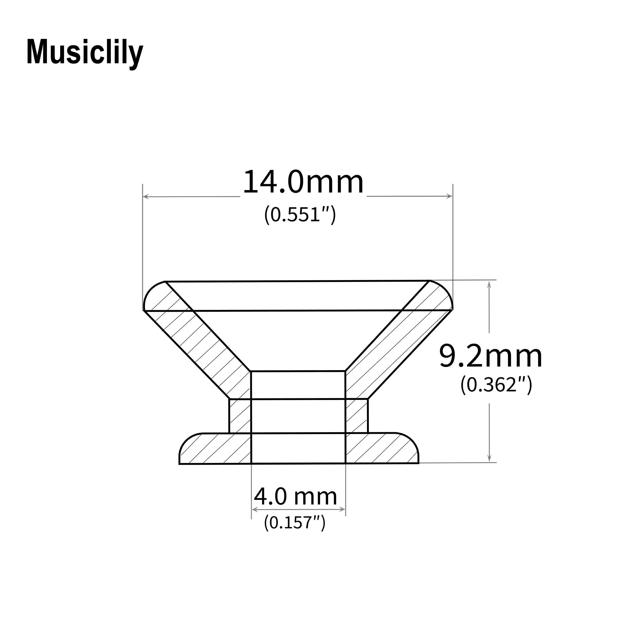 Musiclily Metal Zaczepy Paska do Gitary Ukulele, Czarny (2 szt.)