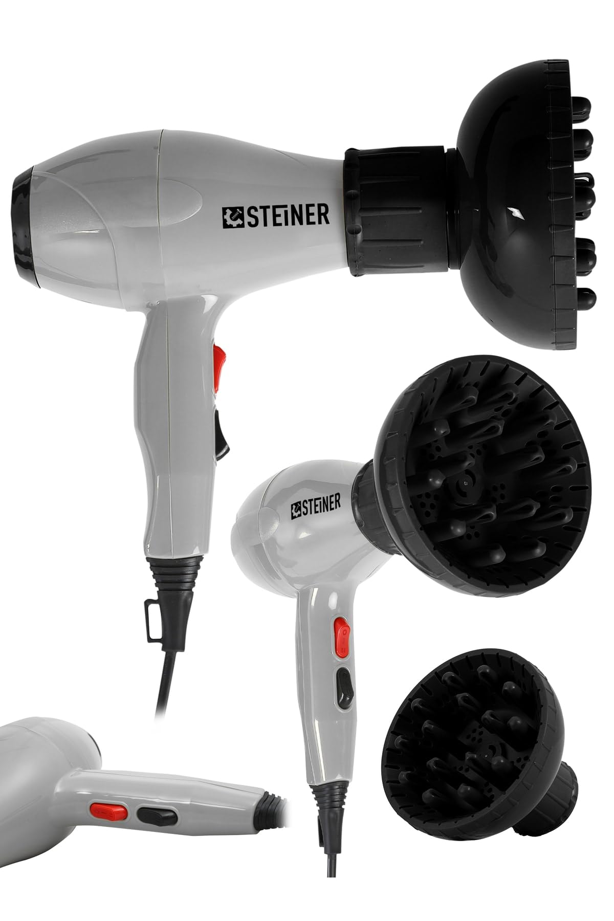 Steiner Alman 3400 Watt Ac Motor Saç Kurutma Makinesi Professional Fön Makinesi + Difüzör + 2 Adet Başlık