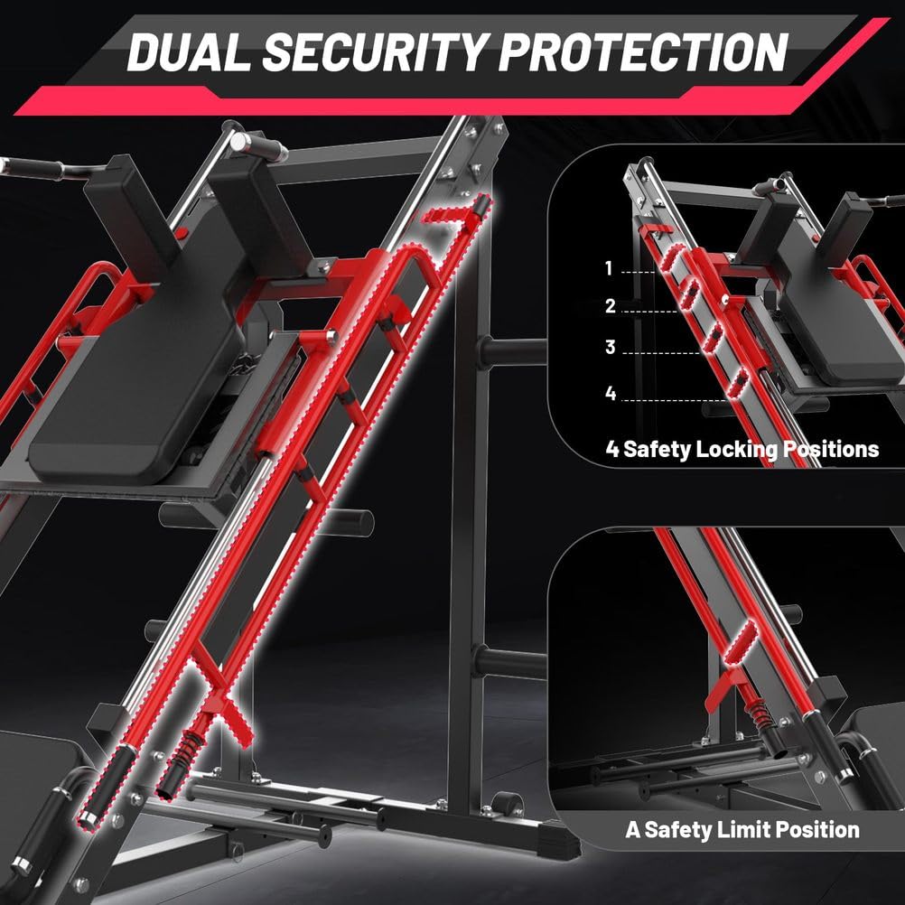Beinpresse Hack Squat Maschine, 2-In-1-Beinpresse FüR Heim-Fitnessstudio Mit LinearfüHrung, Spezial-Hack Squat Maschine FüR Das Komplette UnterköRpertraining Mit Wadenblock