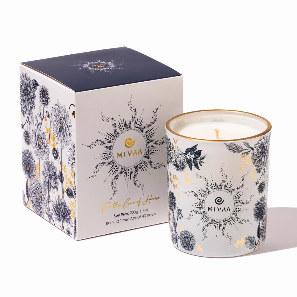 Mivaa Soy Wax Scented Candle Gift Set – Eucalyptus and lemon grass – Aromatherapy for Home, Spa, Yoga – Stress Relief, Long-Lasting Fragrance – Ideal Gift for Women, Ramadan, Diwali, Holidays