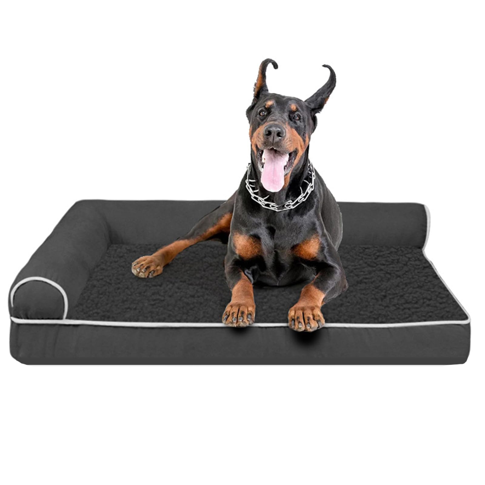 Cuccia per cani in memory foam per cani di grossa taglia, ortopedico, con lati, lavabile, sfoderabile, in schiuma a uovo e fondo antiscivolo (dimensioni: L (29 x 19 x 4), colore: verde