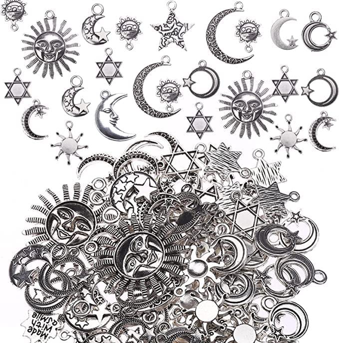 HERZWILDCharms Pendants Colorful Charm for Jewelry Crafts Bracelet Necklace Earring Mixed Charms Antique Silver Gold, Metal