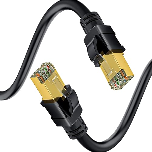 ShineKee Cable Ethernet Cat8 de 100 pies, cable largo Eternet para interiores y exteriores, cable de red LAN de alta velocidad, cable de conexión de