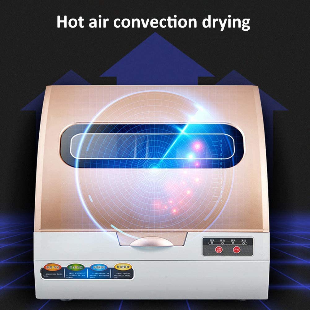 Lavavajillas de sobremesa compacto, Lavavajillas de encimera portátil, Instalación gratuita, Desinfección a alta temperatura, 4 programas, Capacidad para 6 juegos de vajilla, Función de seca