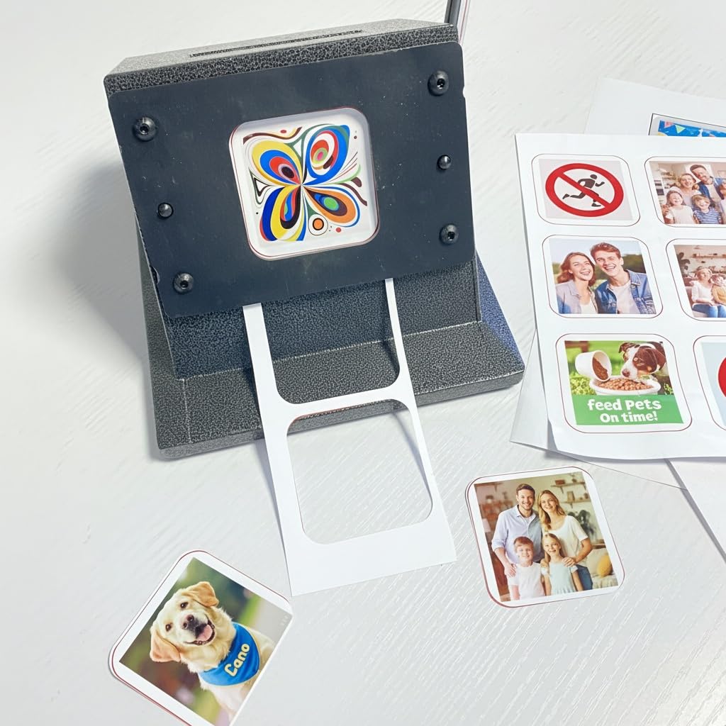 2.4''x2.4'' Square Paper Punch Cutter for Cutting Copy Papers, Glossy Photo Paper | Heavy-Duty Square-Corner Hole Punch for 2'' x 2'' Button Badge Making