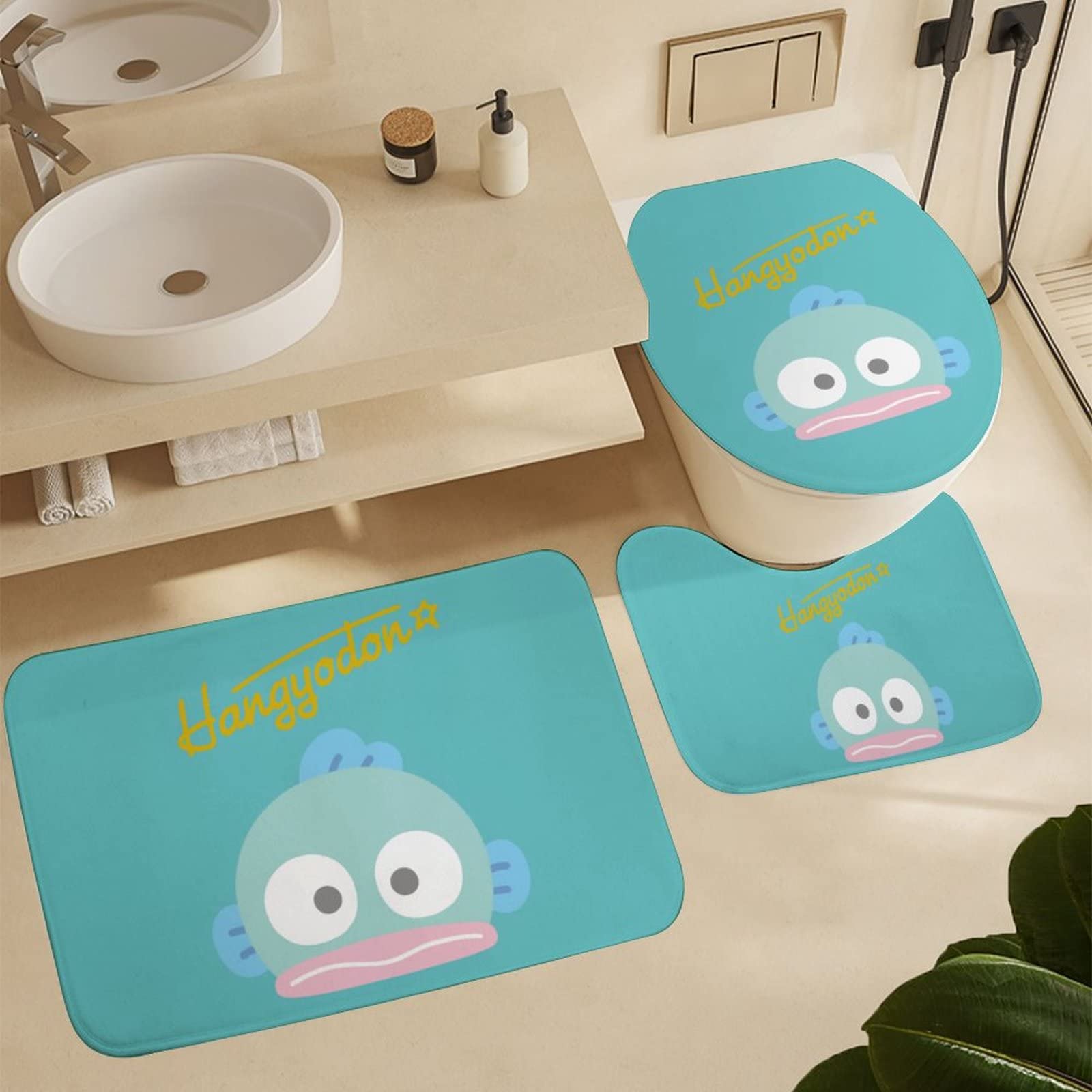 Amazon | ハンギョドン トイレマット 3点セット トイレ―カバー マット