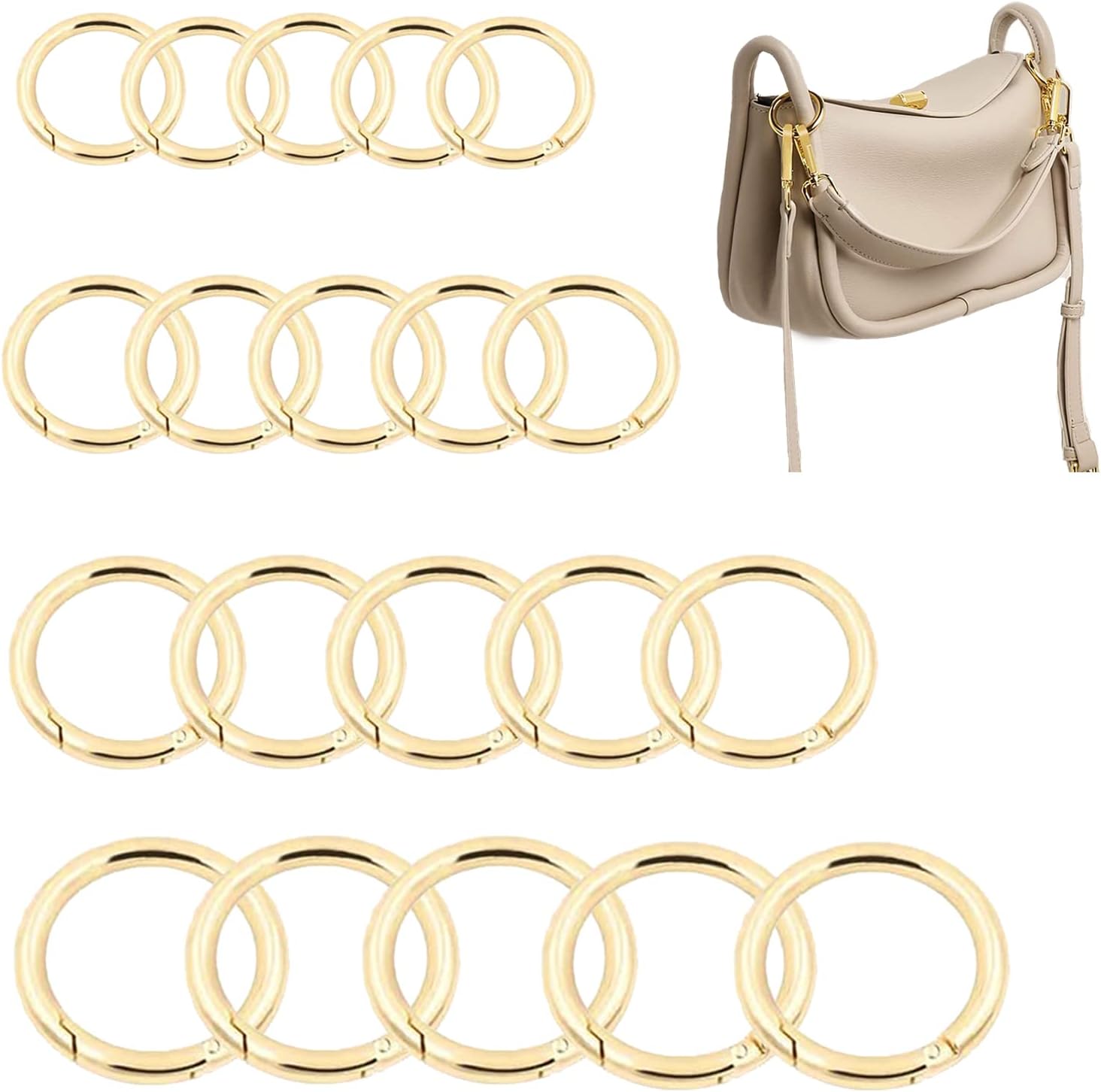 20 Mousquetons Ronds Avec Ressort - Anneaux Snap En Alliage Zinc Doré 29mm - Parfait Pour Sacs, Clés Et DIY