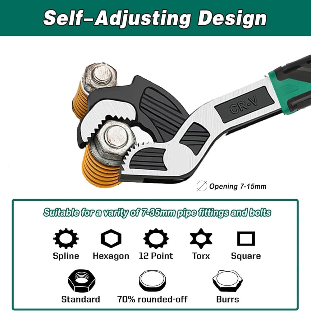 Vkyipg 6Inch Adjustable Wrench,Auto Size Adjusting Wrench,Self-Adjusting Quick Wrench,Multi-Size Spring Adjustable Wrench - Image 4