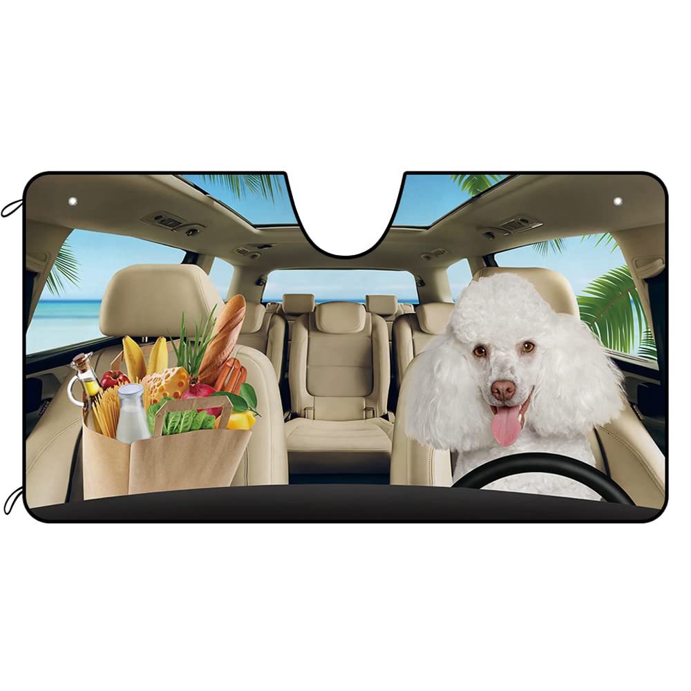 Amazon.com: CafeTime Dogs Car Windshield Sunshade White Poodle in