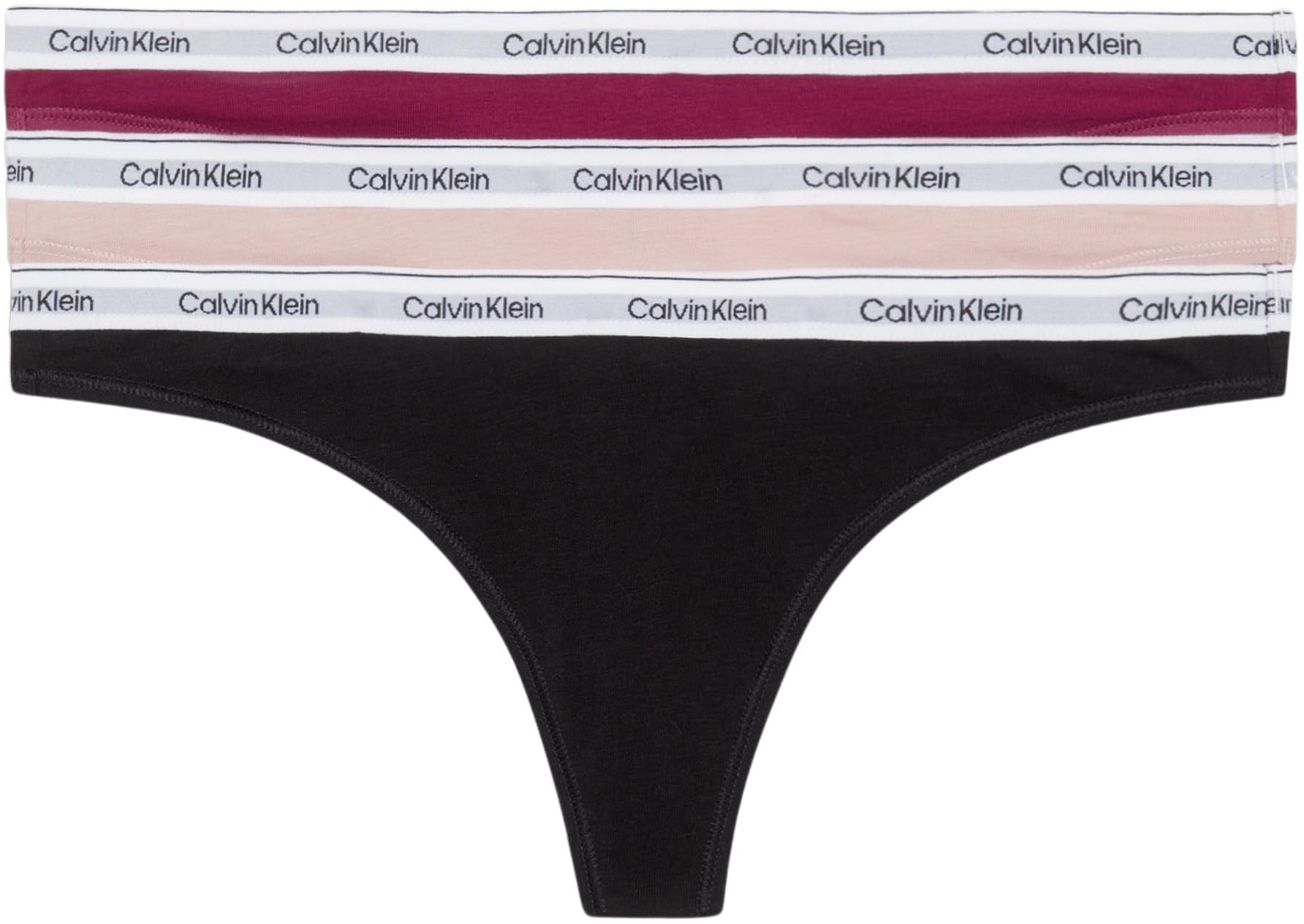 Calvin Klein Women Pack of 3 Thong Modern Logo Tanga, Multicolor (Purple Potion/Subdued/Black), XXL