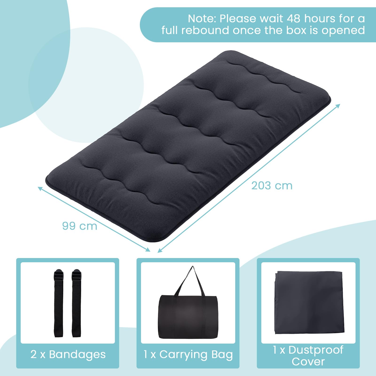 LIFEZEAL Colchón Plegable, Colchón de Suelo Futón Japonés Portátil, Tatami Plegable con Bolsa de Transporte y Funda Extraíble, para Dormitorio, Acampar