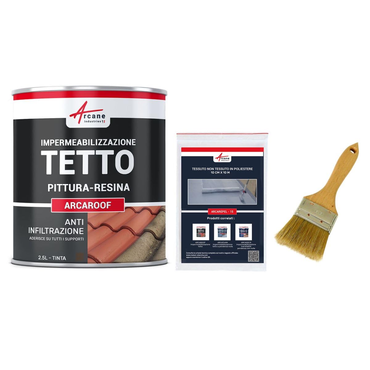 Guaina liquida per tegole, Resina impermeabilizzante per tegole - ARCAROOF PACK - Marrone - ARCANE INDUSTRIES