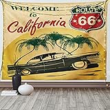 Ambesonne Retro Tapestry, Retro Welcome to California Advertising Seat of Hollywood in Pop Art Style...