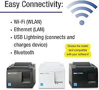 Vista 5 de Star Micronics TSP143IIIBi - Impresora de facturas con Bluetooth para iOS, Android y Windows con cortador automático y fuente de alimentación Blanco