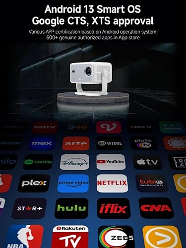 Miniatura 7 de Certificado Netfix y enfoque automático Mini proyector 4K con WiFi y Bluetooth, 1500 ANSI 1080P Full HD Auto Keystone TV, proyector de video de cine