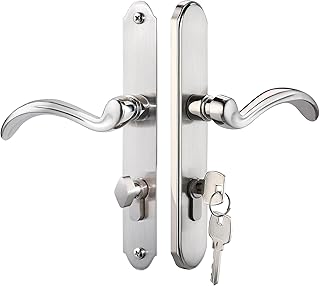 Storm Door Handle Accessory Set fit Pella Storm Door Handle Replacement Part, with Key and Lock Cylinder, Mortise Lock Not Included (Brushed Nickel)