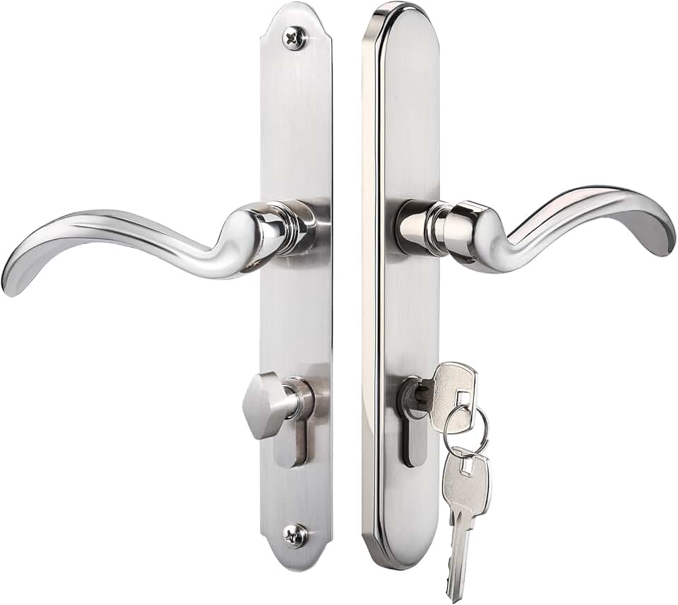 MaxxGeek Storm Door Handle Accessory Set fit Pella Storm Door Handle Replacement Part, with Key and Lock Cylinder, Mortise Lock Not Included (Brushed Nickel)