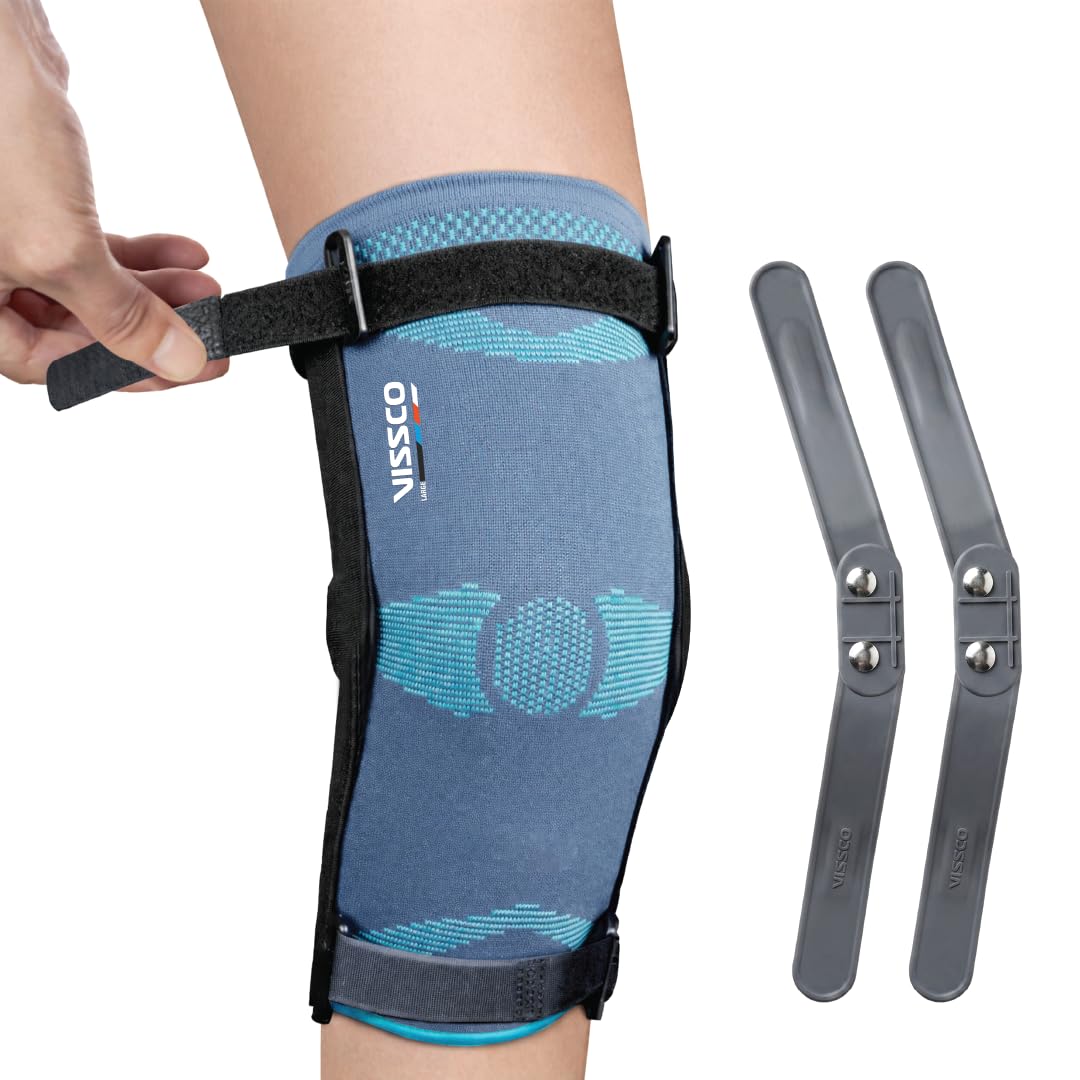 Vissco Elastic Knee Cap with Hinges, Knee Support to provide Knee Pain Relief, for Sports, Football, Cricket, Walking And Workout (SINGLE) - XL (Grey)-image-6
