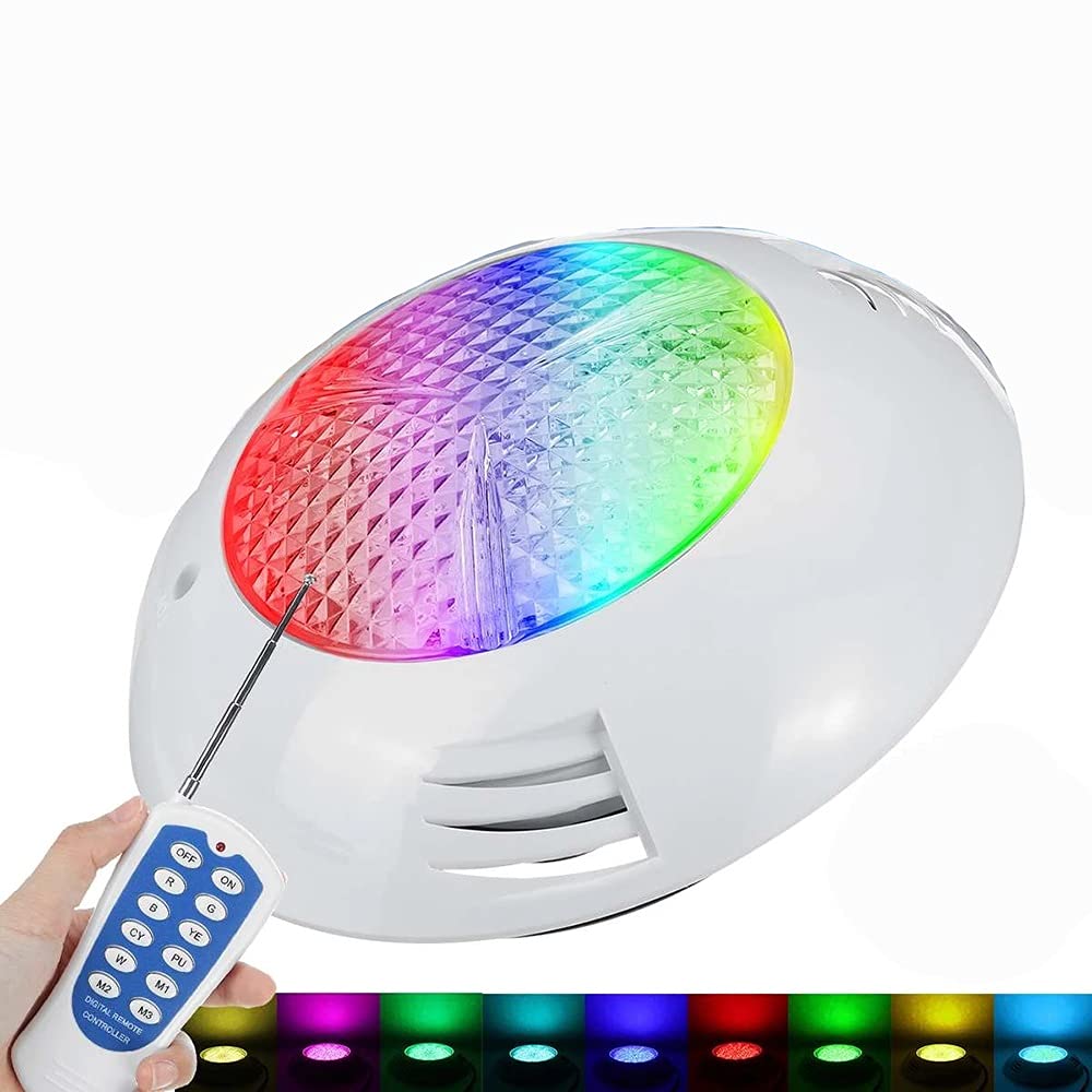 LED Swimming Pool Light, 12V RGB Color Changing, IP68 Waterproof Inground Pool Light, Replacement for Pentair Hayward Light Fixture, Remote&Switch Control (Size : 12W)