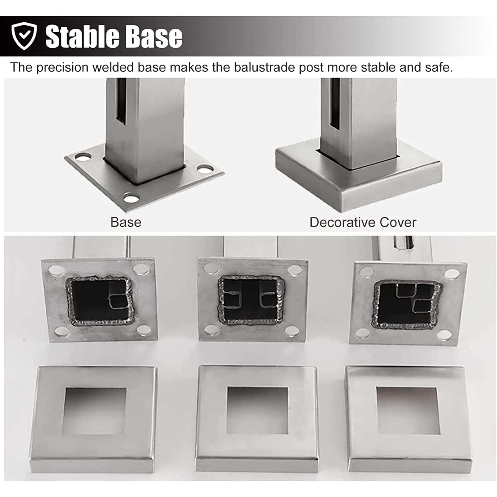 Genérico Barandillas de Vidrio para Exteriores, Ideales para terrazas y Patios. Sistema de balaustres de Acero Inoxidable 304 para Balcones y pasillos Exteriores: Duradero, Elegante y de fácil Instal