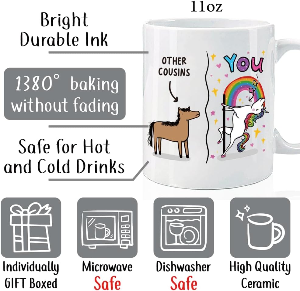 Funny Other Cousins & You Unicorn Coffee Mug Gifts, Cousins Gifts for Cousin Birthday Christmas Gift for Women Men Family Mug 11oz - Image 2