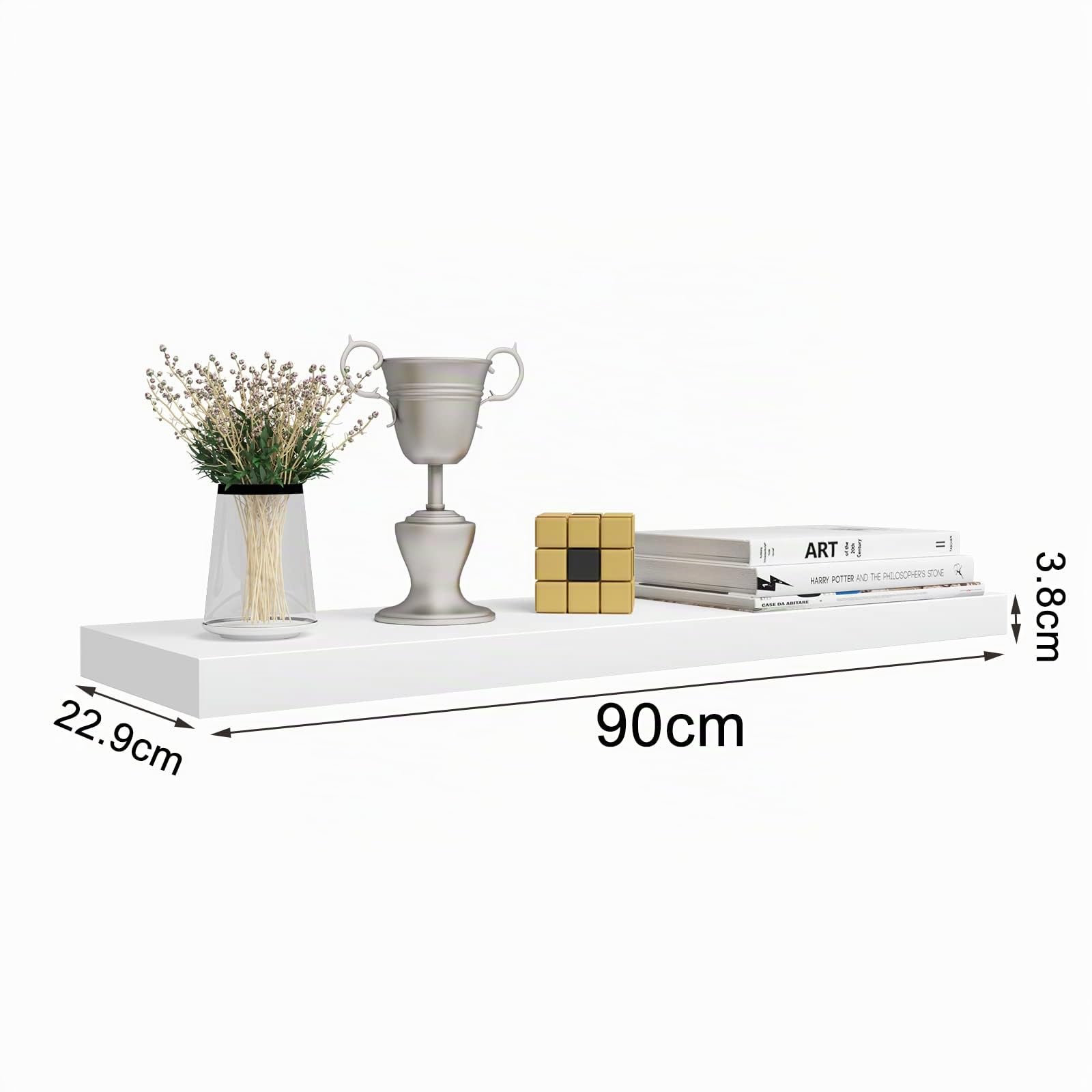 WOLTU Mensola da Parete, Mensola da Muro, Mensola in Legno MDF, Bianca, set di 4, per Cucina, Bagno, Soggiorno, RG9370ws-4