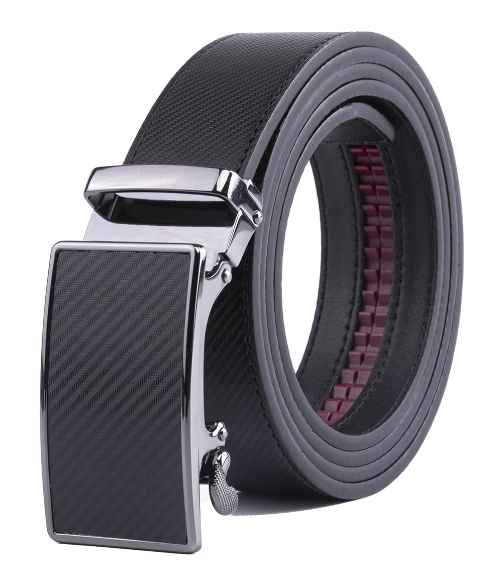 Fabio Valenti Men's 2091 Black Belt,Ratchet Belt Dress With 1 3/8" Genuine Leather With Easier Adjustable Buckle, Trim To Fit (, Adjustable 46”)