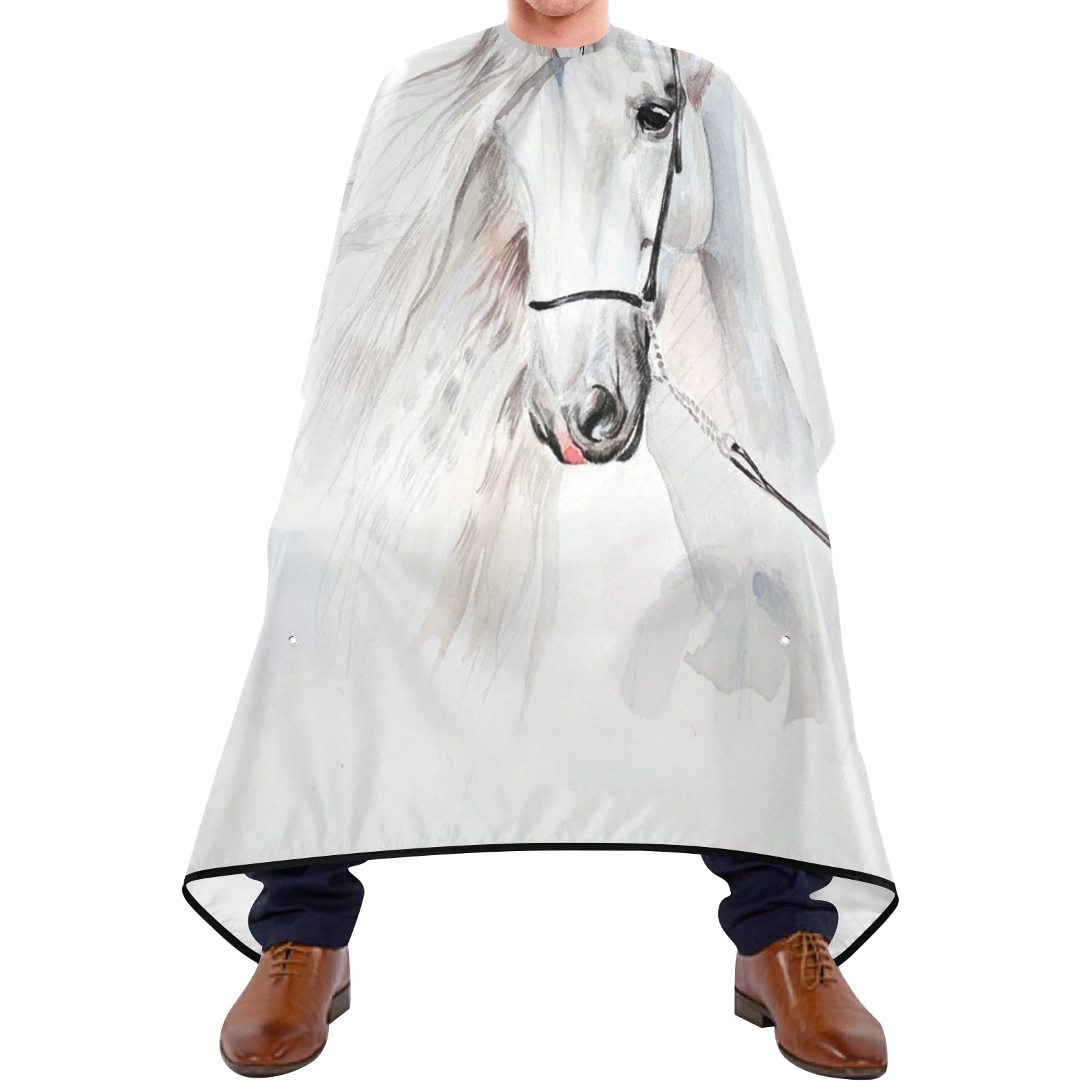 Capa De Peluquería Profesional 140x168cm, Caballo Blanco Delantal De Peluquero Personalizada Capa De Barbero Profesional, Para Niños, Hogar