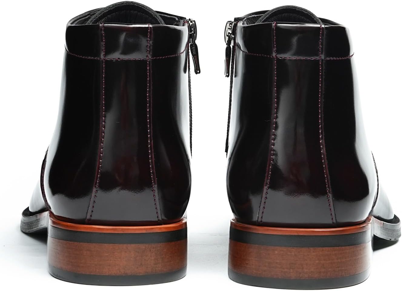 Santimon Men's Patent Leather Oxfords Boots, Glossy Lace-Up Ankle Formal Dress Chukka Boots with Side Zip for Business, Wedding, Party & Everyday Luxury Style