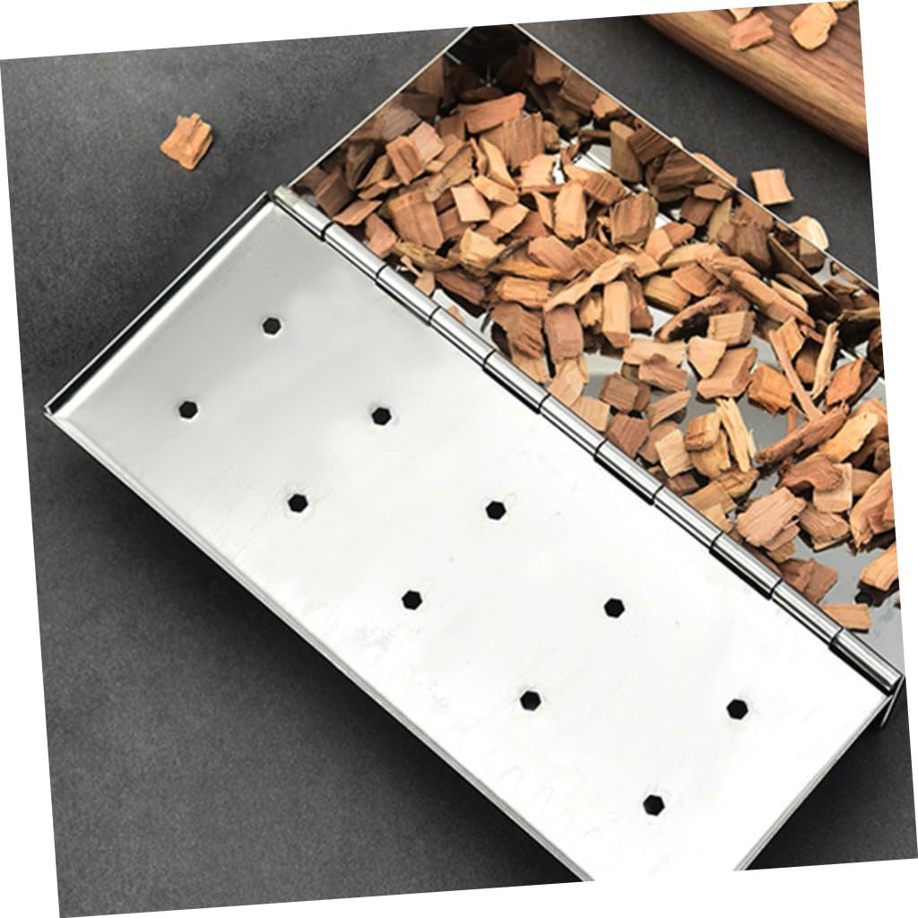 Bbq Räucherbox aus Edelstahl, Silber, Große Kapazität