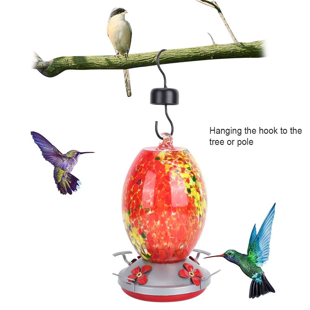 Hummingbirds Water Feeder Colibrì in vetro soffiato a mano alimentatore per uccelli in vetro colorato dipinto per giardino esterno(1#)