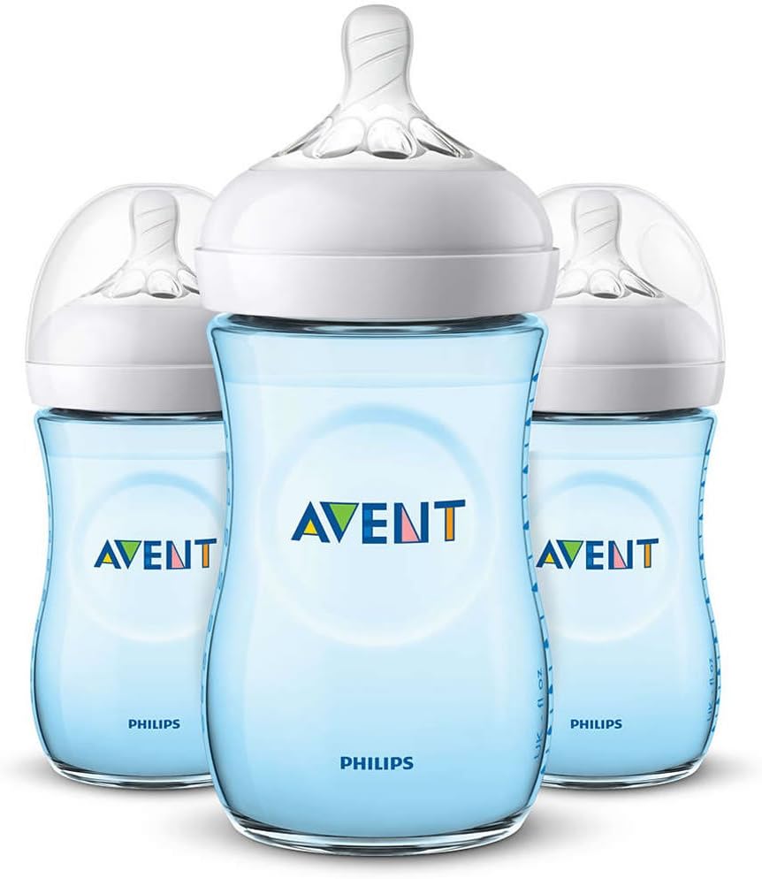 PHILIPS Avent 9oz Natural Baby Bottles 3-Pack - Blue