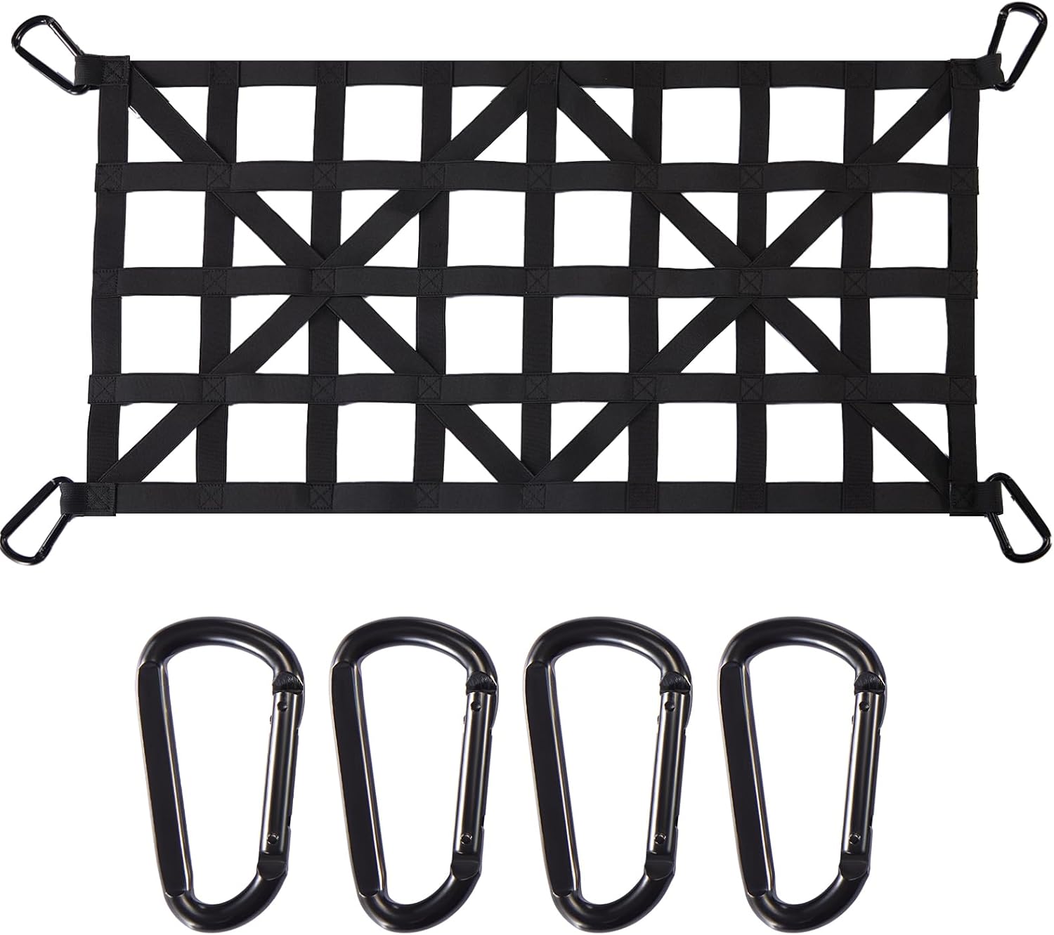 The First Elastic Tailgate Net for All Pickup Truck Bed Sizes, 30'' x 15'' Tailgate Netting for Small, Medium, Full Size Trucks, Tailgate Mesh for Chevrolet, Ford, Toyota, GMC, Jeep, etc (Black)